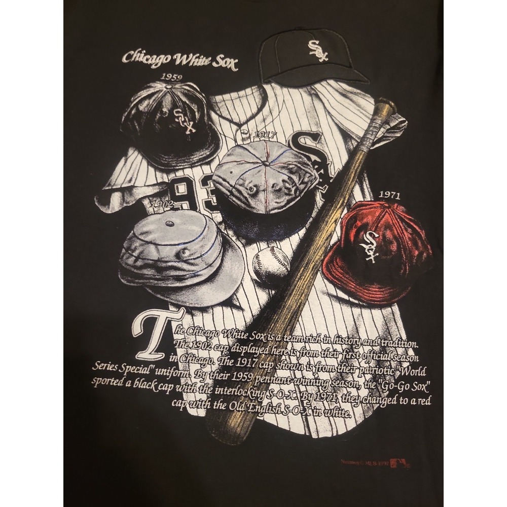 Chicago White Sox 1992 Vintage Nutmeg Single Stitch Mens Large Black Graphic Tee